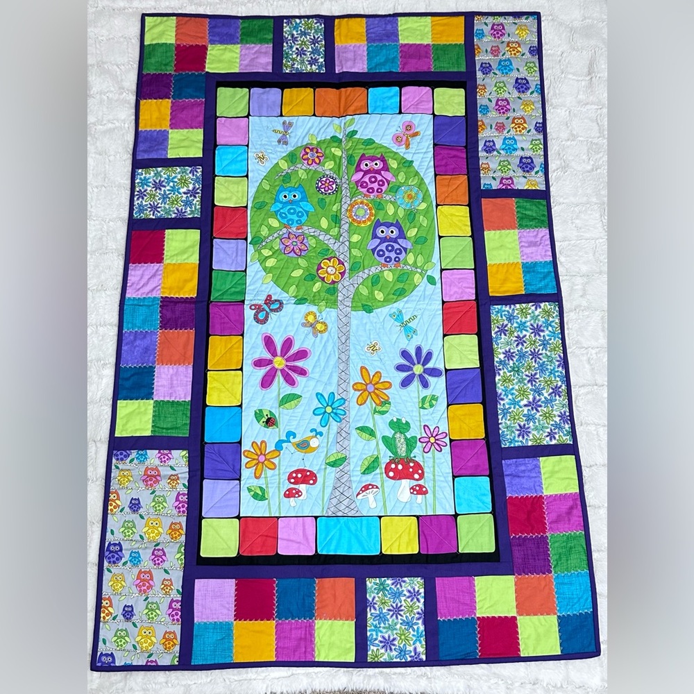 Hoot the Owls Quilt Baby Crib Quilt Blanket Nursery Room‎ Quilt 142” x 92”